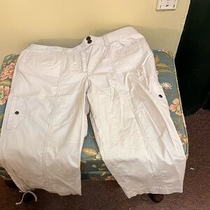 LOFT White Cargo Shorts Relaxed Fit Lightweight